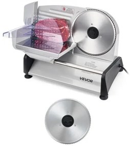 VEVOR Meat Slicer, 200W Electric Deli Slicer Machine with 190 mm Sharp Blade, Home Meat-Slicer with 70-100 RPM Slicing Speed, 0-15 mm Adjustable Thickness, for Frozen Meat, Ham, Baguett & Prime Steak