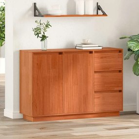 vidaXL Πλαϊνό γραφείο Καφέ 111 x 34 x 75 εκ. Μασίφ ξύλο πεύκου