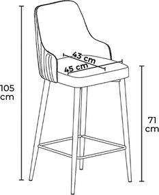 Σκαμπό Μπαρ 2τμχ Μαύρο ENOX 45x43x105
