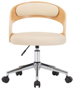 vidaXL Περιστρεφ. Καρέκλες Τραπεζαρίας 2 τεμ. Κρεμ Ξύλο/Συνθ. Δέρμα