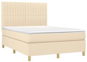 ΚΡΕΒΑΤΙ BOXSPRING ΜΕ ΣΤΡΩΜΑ ΚΡΕΜ 140X200 ΕΚ. ΥΦΑΣΜΑΤΙΝΟ 3142502