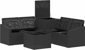 vidaXL Σετ Καναπέ 6 τμχ. Μαύρο και Κρεμ Λευκό 55 x 55 x 37 εκ