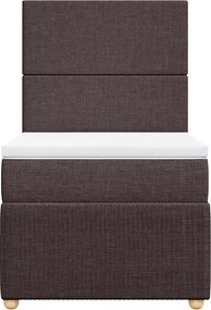 vidaXL Κρεβάτι Boxspring με Στρώμα Σκούρο Καφέ 100x200 εκ. Υφασμάτινο