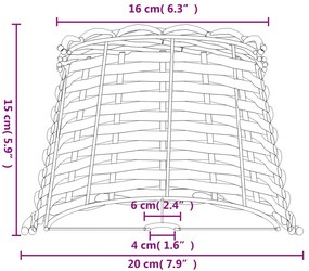 vidaXL Καπέλο Φωτιστικού Λευκό Ø20x15 εκ. από Wicker