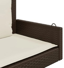 Παγκάκι Κούνια Καφέ 119x56x48 εκ. Συνθετικό Ρατάν με Μαξιλάρια 365630