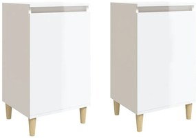 vidaXL Κομοδίνα 2 τεμ. Γυαλ. Λευκό 40x35x70 εκ. από Επεξεργασμένο Ξύλο