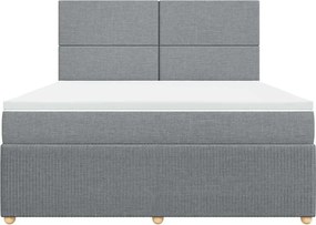 vidaXL Κρεβάτι Boxspring με Στρώμα Ανοιχτό Γκρι 180x200 εκ. Υφασμάτινο