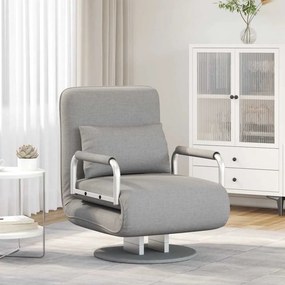 vidaXL Πολυθρόνα Κρεβάτι Περιστρεφόμενη Ανοιχτό Γκρι Υφασμάτινη