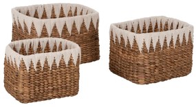 BASKETS SET OF 3  SQUARE- BANANA BARK IN NATURAL 40x30x25Hcm.