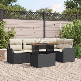 vidaXL Σετ Καναπέ Κήπου 6 pcs Μαύρο και κρεμ 100 x 55 x 73 εκ