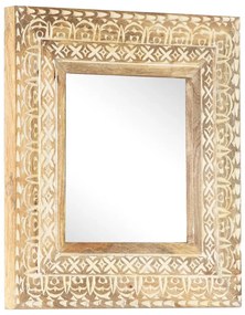 Καθρέφτης Σκαλιστός στο Χέρι 50x50x2,6εκ. από Μασίφ Ξύλο Μάνγκο - Καφέ
