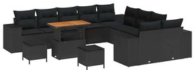 vidaXL Σετ Καναπέ Κήπου Ρυθμιζόμενο ύψος 13 pcs Μαύρο συνθετικό ρατάν
