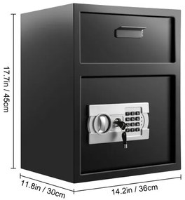 VEVOR Digital Depository Safe Electronic Code Lock, Deposit Safe with Two Emergency Keys, Depository Safe with Deposit Slot, Restaurant Safe Carbon Steel, Depository Box for Home, Hotel and Office