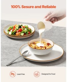 VEVOR 12 PCS Dinnerware Set Ceramic Plates and Bowls Sets Service for 4 White