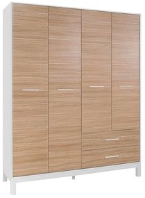 Megapap Ντουλάπα Ρούχων London Τετράφυλλη Oak - Λευκό 159x52x202εκ.