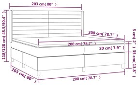 vidaXL Κρεβάτι Boxspring με Στρώμα Σκούρο Γκρι 200x200 εκ. Υφασμάτινο
