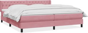 vidaXL Κρεβάτι Boxspring με Στρώμα Ροζ 180x210 εκ. Βελούδινο