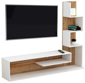 Σύνθετο Τηλεόρασης Edelie HM8908.11 150x29,5x120cm White-Natural Μελαμίνη