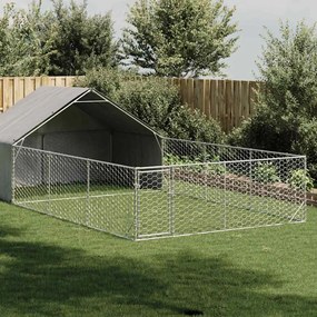 vidaXL Κλουβί Σκύλου Εξωτερ. Χώρου με τρεχάλα 7x3x1,9μ. Γαλβαν. Ατσάλι