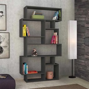 Βιβλιοθήκη μελαμίνης Karmato Megapap χρώμα ανθρακί 96x25,5x168,5εκ.-GP037-0091,2