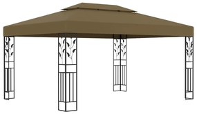 vidaXL Κιόσκι με Διπλή Οροφή Taupe 3 x 4 μ. 180 γρ/μ²