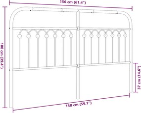 vidaXL Ανταλλακτικό κεφαλάρι Λευκό 150 εκ. Μεταλλικό