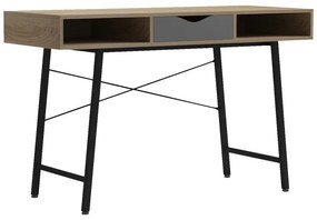 Intrahome Γραφείο εργασίας Komo Intrahome σε sonoma-γκρι απόχρωση με μαύρα μεταλλικά πόδια 120x48x76εκ | SKU: INTRAPA-341111172