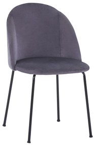 Chair Clara Velvet Grey and Metallic Legs Black Matte  50x54x79 cm