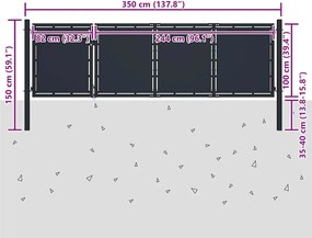 vidaXL Πόρτα Κήπου Ατσάλινη 350x100 εκ. Ανθρακί