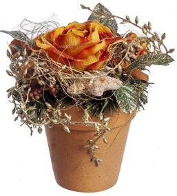 JΚ Home Décor - Γλαστράκι με Τριαντάφυλλο Χρυσό 12cm