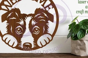 Σετ των 3 Intra απο ξύλο plywood 3mm-4mm πάχος Border Collie Welcome Wall Art Sign, Δίασταση 10x10 cm INTRAFABR-113671769