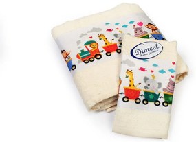 Πετσέτα Σετ 2 τεμ Με Ψηφιακή Εκτύπωση bebe Train 347 30X50,70X140 Ecru 100% Cotton