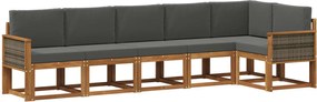 vidaXL Σειρά Καναπέ Εξωτερικού 6 pcs Φυσικό και Ανθρακί Πολυεστέρας