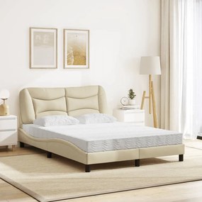 vidaXL Κρεβάτι με Στρώμα Hvar Κρεμ 140x200 εκ. Υφασμάτινο