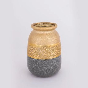 ΒΑΖΟ ΚΕΡΑΜΙΚΟ ΧΡΥΣΟ - ΓΚΡΙ 13.5x13.5x19cm|752-20284