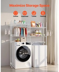VEVOR Over Washer and Dryer Storage Shelf Two Row 4 Tiers Washer Rack White