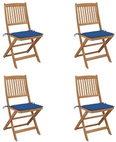 vidaXL Καρέκλες Κήπου Πτυσσόμενες 4 τεμ. Ξύλο Ακακίας με Μαξιλάρια