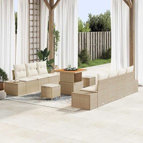vidaXL Σετ Καναπέ Κήπου με μαξιλάρι 10 pcs Μπεζ, Κρέμα 80 x 80 x 71 cm