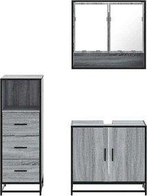 vidaXL Σετ Επίπλων Μπάνιου 3 Τεμαχίων Γκρι Sonoma Επεξεργασμένο Ξύλο
