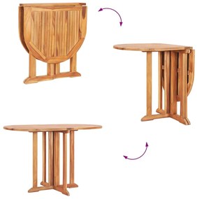 vidaXL Τραπέζι Κήπου Butterfly Πτυσσόμενο 120x70x75 εκ Μασίφ Ξύλο Teak