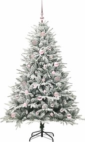 vidaXL Artificial Christmas Tree with Flocked Snow 150 LED Θερμό λευκό