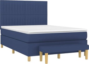 vidaXL Κρεβάτι Boxspring με Στρώμα Μπλε 140x190 εκ. Υφασμάτινο