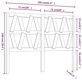 vidaXL Κεφαλάρι Κρεβατιού Γκρι 156 x 4 x 100 εκ. από Μασίφ Ξύλο Πεύκου