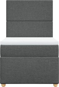 vidaXL Κρεβάτι Boxspring με Στρώμα Σκούρο Γκρι 100x200 εκ. Υφασμάτινο