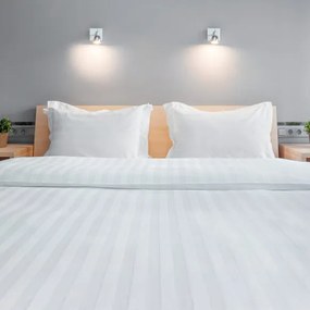 Beauty Home Σεντόνι μονό ξενοδοχείου Silky Percal Pennie Art Ε1022 250TC Satin Stripe 100% Cotton Λευκό 170x275
