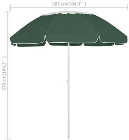 vidaXL Ομπρέλα Θαλάσσης Πράσινη 300 εκ.