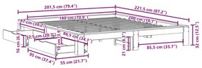 Σκελετός Κρεβ. Χωρίς Στρώμα Καφέ Κεριού 180x200 εκ Μασίφ Πεύκο - Καφέ