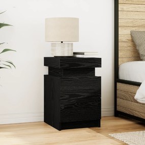 vidaXL Κομοδίνο με Φώτα LED 2 τμχ Μαύρο Δρυς 35x39x55 εκ