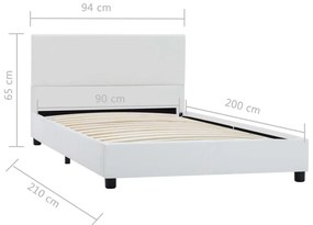 vidaXL Πλαίσιο Κρεβατιού Λευκό 90 x 200 εκ. από Συνθετικό Δέρμα