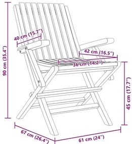 vidaXL Καρέκλες Κήπου Πτυσσόμενες 4 τεμ. 61x67x90 εκ. Μασίφ Ξύλο Teak